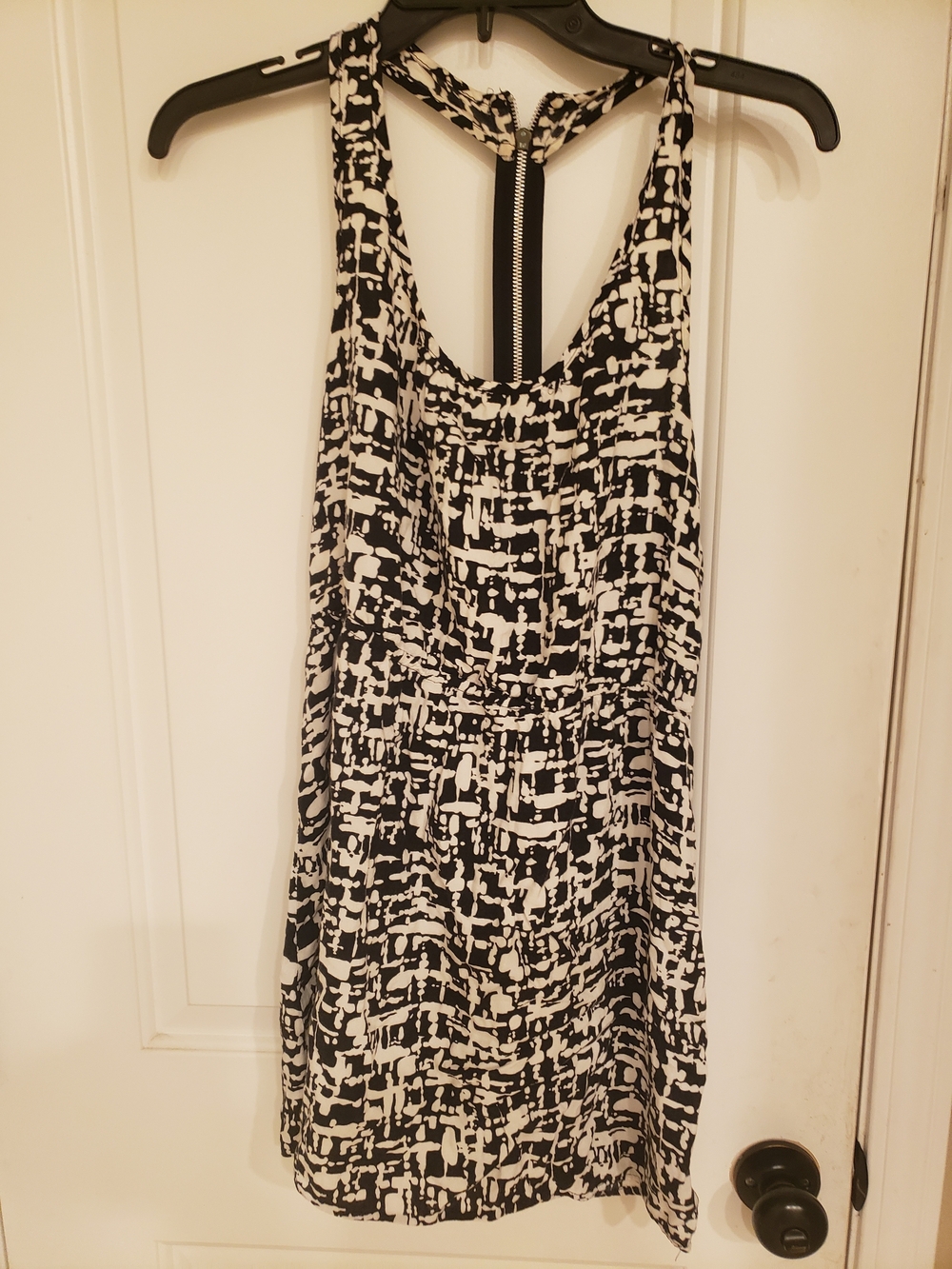 Black & White Printed Racer back Long Top Or Dress - Unbranded